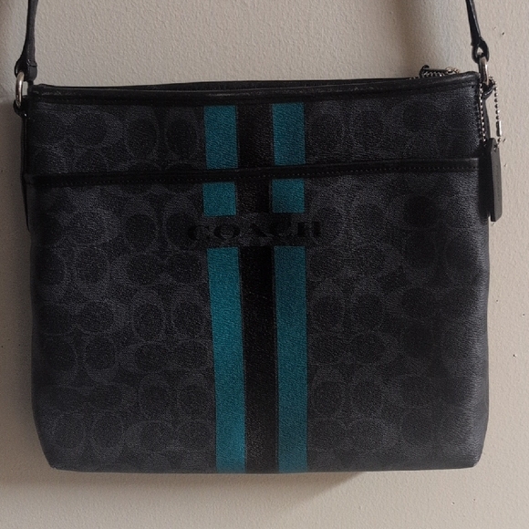 Coach Handbags - Coach Sig. Varsity Blue Leather Crossbody Bag